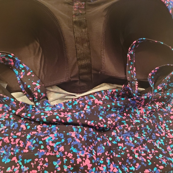 Swimsuits For All Longer Lenth Tankini Top Size 16 Black Confetti NWT Plus Size - Picture 4 of 7